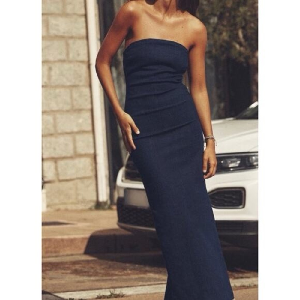 NWT Zara Fitted Denim Dress in Indigo